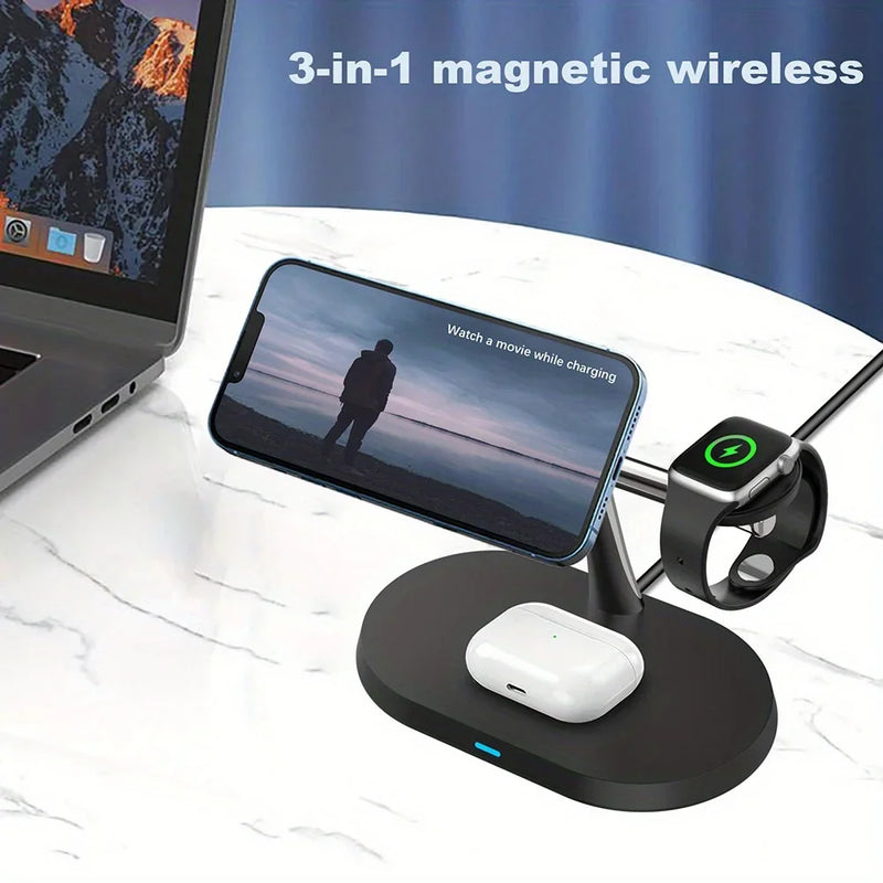 Carregador por indução 30w - Iphone, Apple Watch, Airpods.